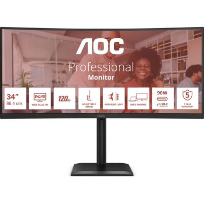 AOC CU34E4CV 34'' Ultrawide Monitor - 120Hz HDR10 Musta AOC CU34E4CV 34'' Ultrawide Monitor - 120Hz HDR10 Musta