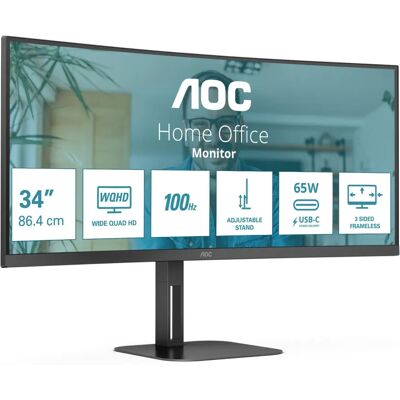 AOC V5 CU34V5C/BK/23 Ultrawide LED-skærm - 34 tommer 3440x1440 AOC V5 CU34V5C/BK/23 Ultrawide LED-skærm - 34 tommer 3440x1440