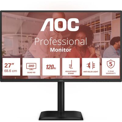 AOC Q27E4CV 27-tuumainen Quad HD IPS näyttö - Musta AOC Q27E4CV 27-tuumainen Quad HD IPS näyttö - Musta