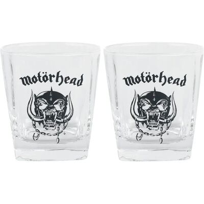 Motorhead Glas-Set - 2 Whiskeygläser & Untersetzer - Unisex Motorhead Glas-Set - 2 Whiskeygläser & Untersetzer - Unisex