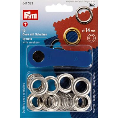 PRYM - 541383-1 - Latão - 14mm - Olhais com arruelas PRYM - 541383-1 - Latão - 14mm - Olhais com arruelas