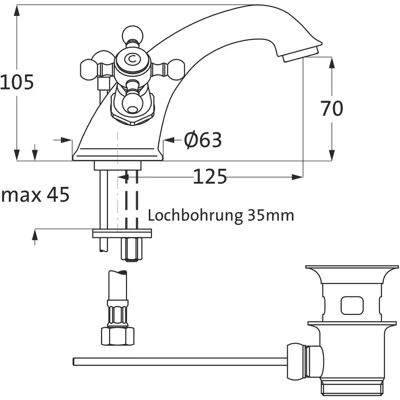 Herzbach Anais Bronze Waschtisch - Einlochbatterie Herzbach Anais Bronze Waschtisch - Einlochbatterie