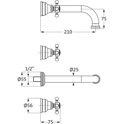 Herzbach Anais Wandgemonteerde Wastafel Mixer - Wandgemonteerde wastafelmenger Herzbach Anais Wandgemonteerde Wastafel Mixer - Wandgemonteerde wastafelmenger