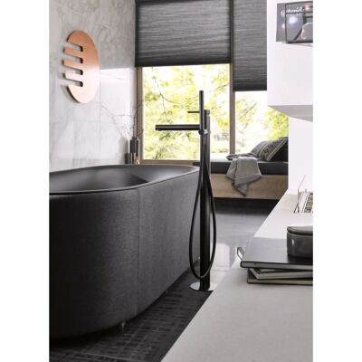Herzbach Herzbach iX PVD Black Steel Fertigmontageset - Wannenarmatur, bodenstehend Herzbach Herzbach iX PVD Black Steel Fertigmontageset - Wannenarmatur, bodenstehend