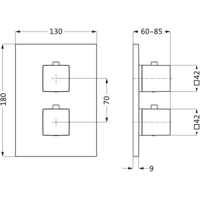 Herzbach Neo Castell Thermostat - Verdeckter quadratischer, Chrom - Thermostat Herzbach Neo Castell Thermostat - Verdeckter quadratischer, Chrom - Thermostat
