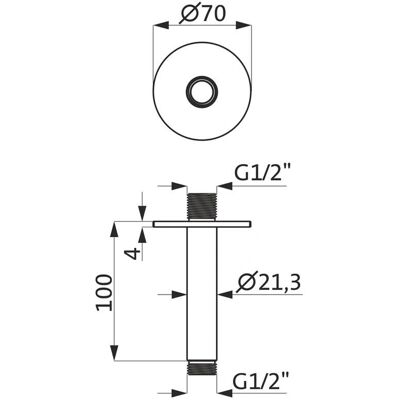 Herzbach iX PVD Deckenarm - Regenbrause - Rund - 100mm Herzbach iX PVD Deckenarm - Regenbrause - Rund - 100mm