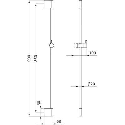 Herzbach Schwarz Matt Dusch-Wandstange 900mm - Dusch Wandstange Herzbach Schwarz Matt Dusch-Wandstange 900mm - Dusch Wandstange