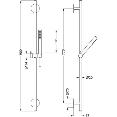 Herzbach Gebürsteter Edelstahl 900mm Dusch-Set mit Handbrause - Duschset Herzbach Gebürsteter Edelstahl 900mm Dusch-Set mit Handbrause - Duschset