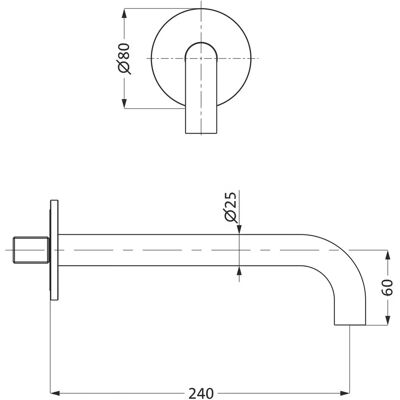 Herzbach Deep iX Wandauslauf - 240 mm - Edelstahl gebürstet Herzbach Deep iX Wandauslauf - 240 mm - Edelstahl gebürstet