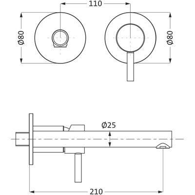 Herzbach Marke ix PVD Wandarmatur - Messingstahl - 21cm Herzbach Marke ix PVD Wandarmatur - Messingstahl - 21cm