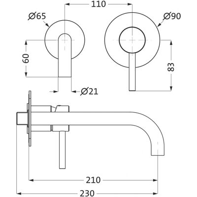 Herzbach Deep Black Inbouw Wastafel Mixer - Keramiek, 360° draaibaar, 210mm Herzbach Deep Black Inbouw Wastafel Mixer - Keramiek, 360° draaibaar, 210mm