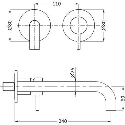 Herzbach Deep IX Waschtisch-Armatur - Wandmontage, 240mm, Edelstahl matt Herzbach Deep IX Waschtisch-Armatur - Wandmontage, 240mm, Edelstahl matt