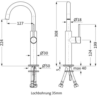 Herzbach Deep Grey Waschtischarmatur - Hoch, Drehbar 360°, Seitlicher Griff Herzbach Deep Grey Waschtischarmatur - Hoch, Drehbar 360°, Seitlicher Griff