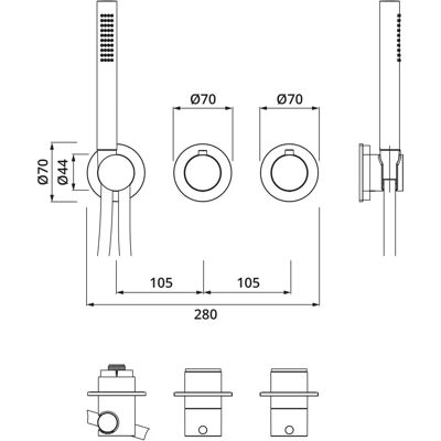 Herzbach Herzbach MODUL7 Thermostat-Set - Edelstahl - 1 Verbraucher - Thermostat, Support, Duschschlauch, Handbrause Herzbach Herzbach MODUL7 Thermostat-Set - Edelstahl - 1 Verbraucher - Thermostat, Support, Duschschlauch, Handbrause