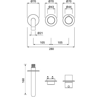 Herzbach Herzbach MODUL7 PUSH Thermostat Waschtisch Wandbatterie Edelstahl Herzbach Herzbach MODUL7 PUSH Thermostat Waschtisch Wandbatterie Edelstahl