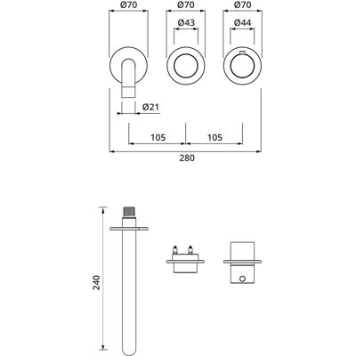 Herzbach Herzbach MODUL7 PUSH Thermostat-Set - Wandmontage Chrom Herzbach Herzbach MODUL7 PUSH Thermostat-Set - Wandmontage Chrom