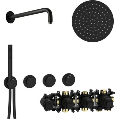Herzbach Herzbach MODUL7 PUSH Ensemble Thermostat avec Douche de Pluie & Douché - Système de Douche - Publicité Herzbach Herzbach MODUL7 PUSH Ensemble Thermostat avec Douche de Pluie & Douché - Système de Douche - Publicité