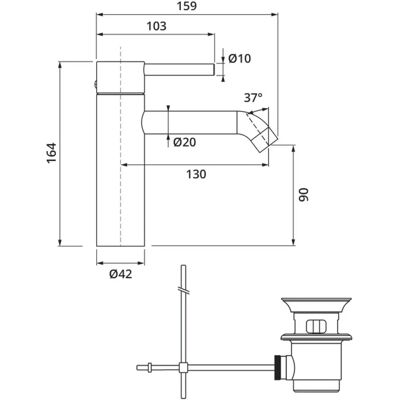 Herzbach Deep Waschtischmischer - 130mm Ausladung - Keramikkartusche - Chrom Herzbach Deep Waschtischmischer - 130mm Ausladung - Keramikkartusche - Chrom