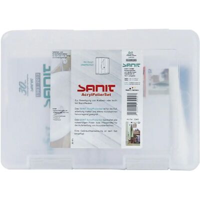 Sanit Modèle 3045 - Kit de réparation et polissage pour acryliques - Publicité Sanit Modèle 3045 - Kit de réparation et polissage pour acryliques - Publicité