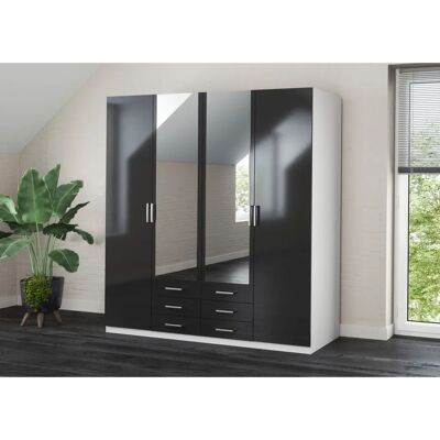 PRIESS Amsterdam Kleiderschrank - Modernes Design, LED-Beleuchtung, 4 Türen PRIESS Amsterdam Kleiderschrank - Modernes Design, LED-Beleuchtung, 4 Türen