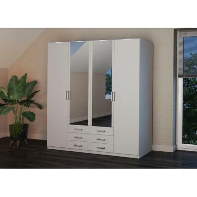 Priess Amsterdam Kleiderschrank - Modernes Design, Glas & LED, 4 Türen Priess Amsterdam Kleiderschrank - Modernes Design, Glas & LED, 4 Türen