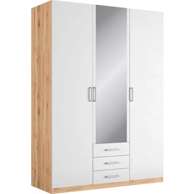 Priess Amsterdam Kleiderschrank - Modernes Design, Weiß/Astkernbuche, 3-türig Priess Amsterdam Kleiderschrank - Modernes Design, Weiß/Astkernbuche, 3-türig