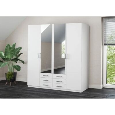 Priess Amsterdam Kleiderschrank - Modernes Design, Blaues LED, 4-Türer Priess Amsterdam Kleiderschrank - Modernes Design, Blaues LED, 4-Türer