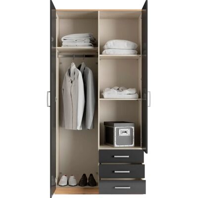 PRIESS Amsterdam Kleiderschrank - Modernes Design, 2-5 Türen, Spiegel, Holzoptik PRIESS Amsterdam Kleiderschrank - Modernes Design, 2-5 Türen, Spiegel, Holzoptik