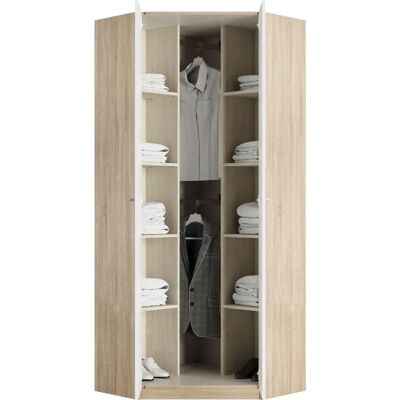 Priess Barcelona Eckkleiderschrank - Platzsparendes Design, mehrere Regale, hochwertige Oberflächen Priess Barcelona Eckkleiderschrank - Platzsparendes Design, mehrere Regale, hochwertige Oberflächen