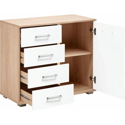 PRIESS Barcelona Sideboard Weiß - 4 Schubladen, Holzwerkstoff PRIESS Barcelona Sideboard Weiß - 4 Schubladen, Holzwerkstoff