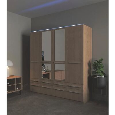 PRIESS Barcelona Kleiderschrank - Klassisches Design, Spiegel, LED, 4 Türen PRIESS Barcelona Kleiderschrank - Klassisches Design, Spiegel, LED, 4 Türen