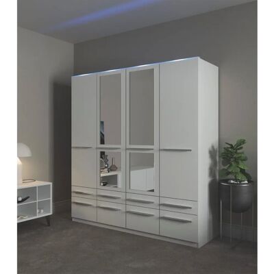 PRIESS Barcelona Kleiderschrank - Verstellbar, Spiegel, LED-Beleuchtung, 4 Türen PRIESS Barcelona Kleiderschrank - Verstellbar, Spiegel, LED-Beleuchtung, 4 Türen