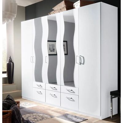 PRIESS Kleiderschrank - 230x193x54cm - 5-türig, weiß, Holz, modern PRIESS Kleiderschrank - 230x193x54cm - 5-türig, weiß, Holz, modern