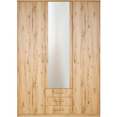Priess Husum Kleiderschrank - 3-türig, B:140cm, H:196cm, T:57cm, beigen, mit dekorativem Kranz Priess Husum Kleiderschrank - 3-türig, B:140cm, H:196cm, T:57cm, beigen, mit dekorativem Kranz