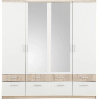 Priess Kleiderschrank - Weiß, 185x193x56cm, 4-türig - Schrank Priess Kleiderschrank - Weiß, 185x193x56cm, 4-türig - Schrank