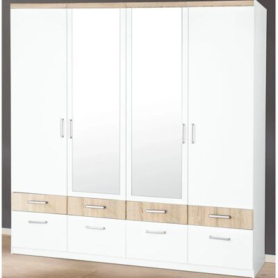 PRIESS Weiß Struktureiche 4-türiger Kleiderschrank - Kleiderschrank PRIESS Weiß Struktureiche 4-türiger Kleiderschrank - Kleiderschrank