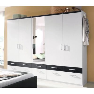 Priess Kleiderschrank - 230cm x 193cm x 56cm - Schwarz-Weiß - Schrank Priess Kleiderschrank - 230cm x 193cm x 56cm - Schwarz-Weiß - Schrank