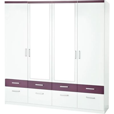 Priess Lila Kleiderschrank - 185x56x193 cm - 4 Türen - Klassisches Design Priess Lila Kleiderschrank - 185x56x193 cm - 4 Türen - Klassisches Design