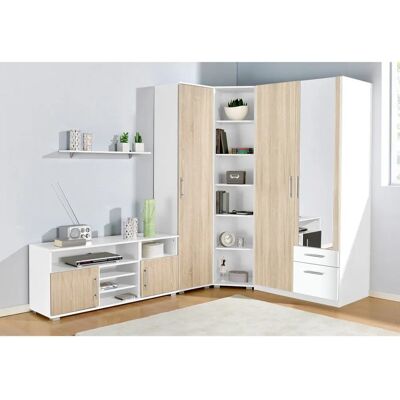 PRIESS Jugendzimmer-Set - Weiß/Struktureiche - Kleiderschrank, Regal, Wäscheschrank PRIESS Jugendzimmer-Set - Weiß/Struktureiche - Kleiderschrank, Regal, Wäscheschrank