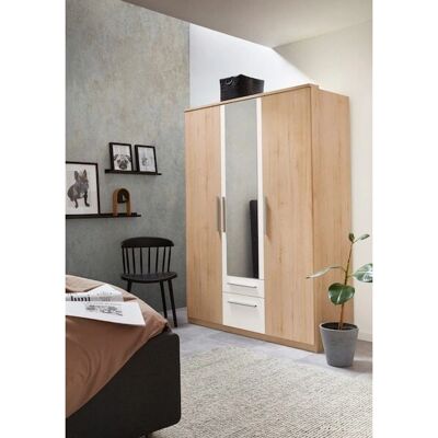 Priess Kleiderschrank - 3-türig Weiß/Edelbuche - Kleiderschrank Priess Kleiderschrank - 3-türig Weiß/Edelbuche - Kleiderschrank