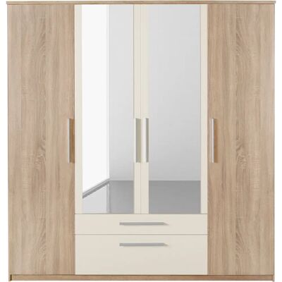 Priess Kleiderschrank - 4-türig, Weiß, 185x54x195cm - Kleiderschrank Priess Kleiderschrank - 4-türig, Weiß, 185x54x195cm - Kleiderschrank