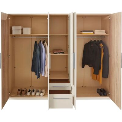 Priess Kleiderschrank 231x195x54 cm - 5 Türen, Weiß Priess Kleiderschrank 231x195x54 cm - 5 Türen, Weiß