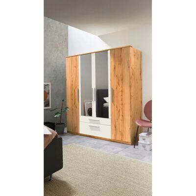 Priess Kleiderschrank Weiß, 185x54x195 cm, 4 Türen - Wardrobe Priess Kleiderschrank Weiß, 185x54x195 cm, 4 Türen - Wardrobe