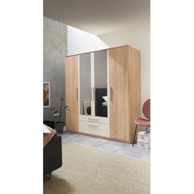 PRIESS Kleiderschrank - 4-türig, Weiß, 185x195x54cm - Schranksystem PRIESS Kleiderschrank - 4-türig, Weiß, 185x195x54cm - Schranksystem