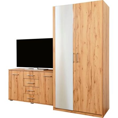 PRIESS Lindau Kleiderschrank - 2 Türen, Spiegel, Beige PRIESS Lindau Kleiderschrank - 2 Türen, Spiegel, Beige