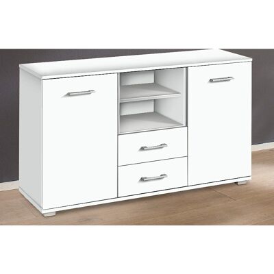 Priess Weißes Sideboard - Pisa Serie, 2 Türen & Schubladen, 70,5cm hoch Priess Weißes Sideboard - Pisa Serie, 2 Türen & Schubladen, 70,5cm hoch