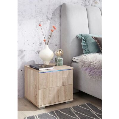 Priess Nachttisch - 2 Schubladen, LED, 41x38x37 cm - Nightstand Priess Nachttisch - 2 Schubladen, LED, 41x38x37 cm - Nightstand