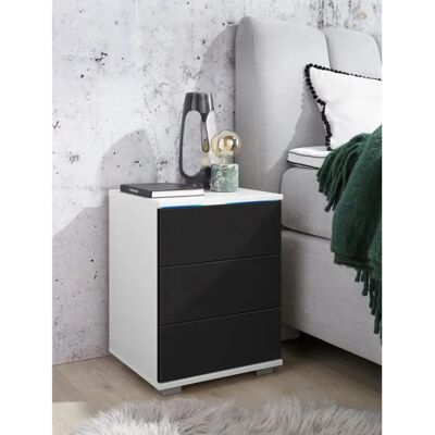 PRIESS Nachttisch 41x54cm 3 Schubladen Hochglanz LED - Nachttisch PRIESS Nachttisch 41x54cm 3 Schubladen Hochglanz LED - Nachttisch