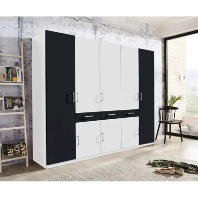 PRIESS Kleiderschrank - 230x193x55cm - Hochglanz Schwarz/Weiß PRIESS Kleiderschrank - 230x193x55cm - Hochglanz Schwarz/Weiß