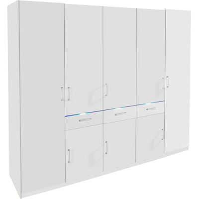 Priess Weißer Hochglanz Kleiderschrank - 230x55x193 cm Priess Weißer Hochglanz Kleiderschrank - 230x55x193 cm